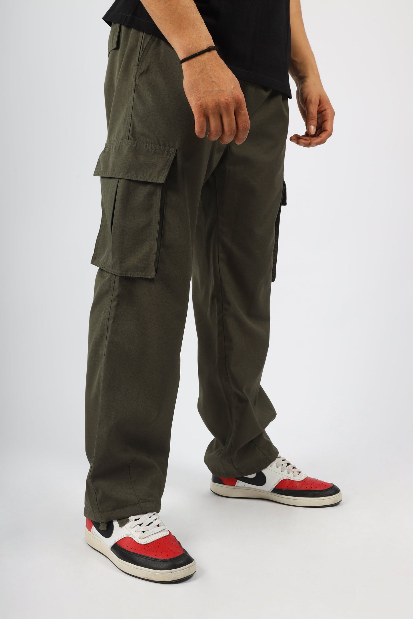 Pantalon cargo en tissu ripstop -Vert militaire- Relaxed fit