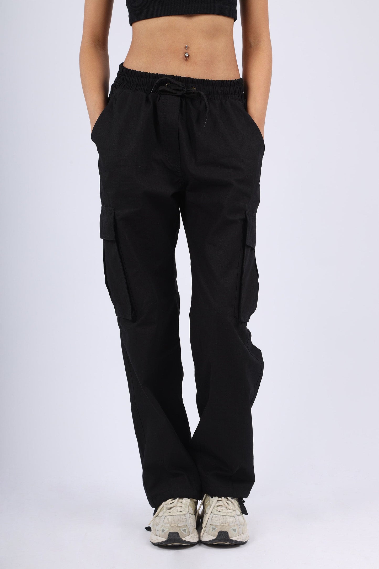 Pantalon cargo en tissu ripstop -Noir- Relaxed fit